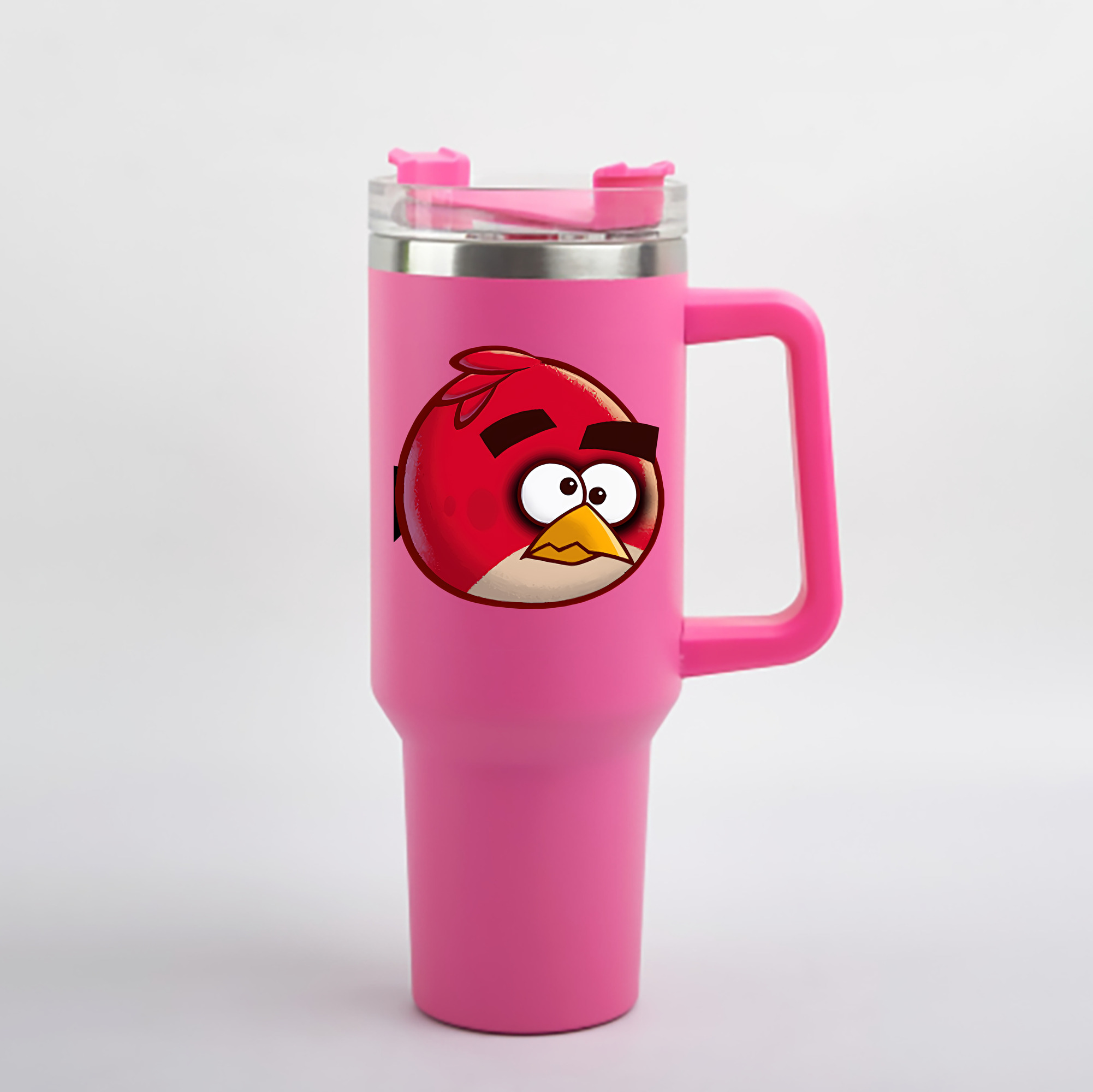 （画像用） Angry Birds アングリーバード 1200mL車用タンブラー - クリスタルステッカー（プラスチックストロー付き）